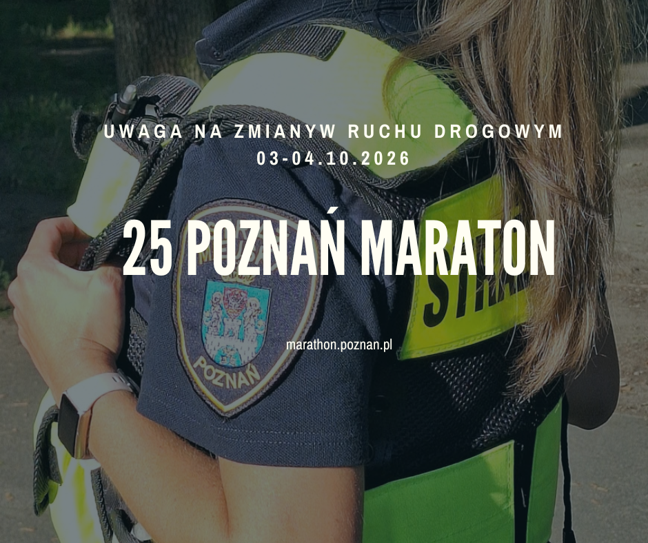 grafika z informacją o zmianach w ruchu drogowym 3 i 4 października, w tle strażniczka miejska w mundurze moro