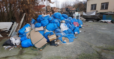 Ul. Starołęcka - odpady zgromadzone obok budynku mieszkalnego