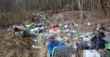 Odpady zgromadzone na terenie przyległym do Parku Sołackiego